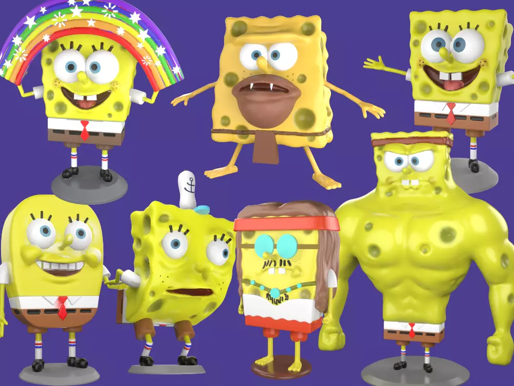 7 Printable models Spongebob memes pack print 3D print model_0