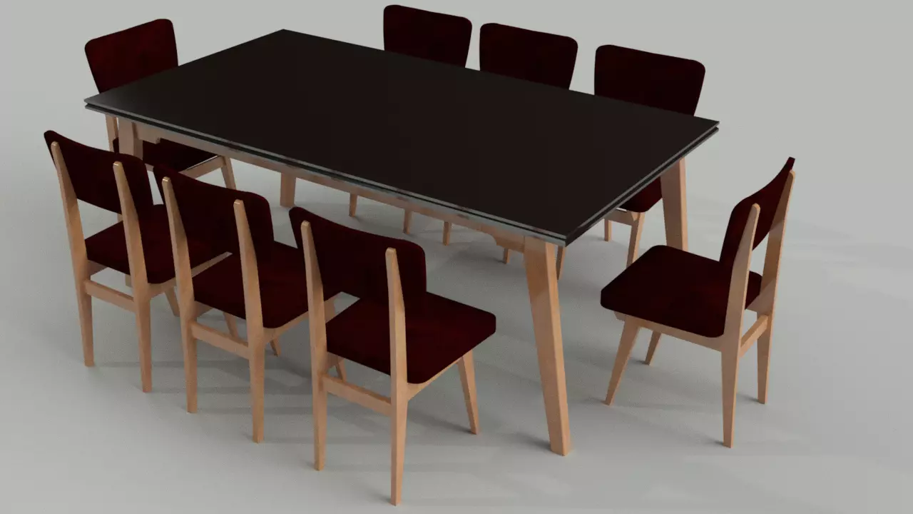 Table chair 3D model_0