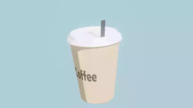 Coffee cup stylized like anime Low-poly 3D model