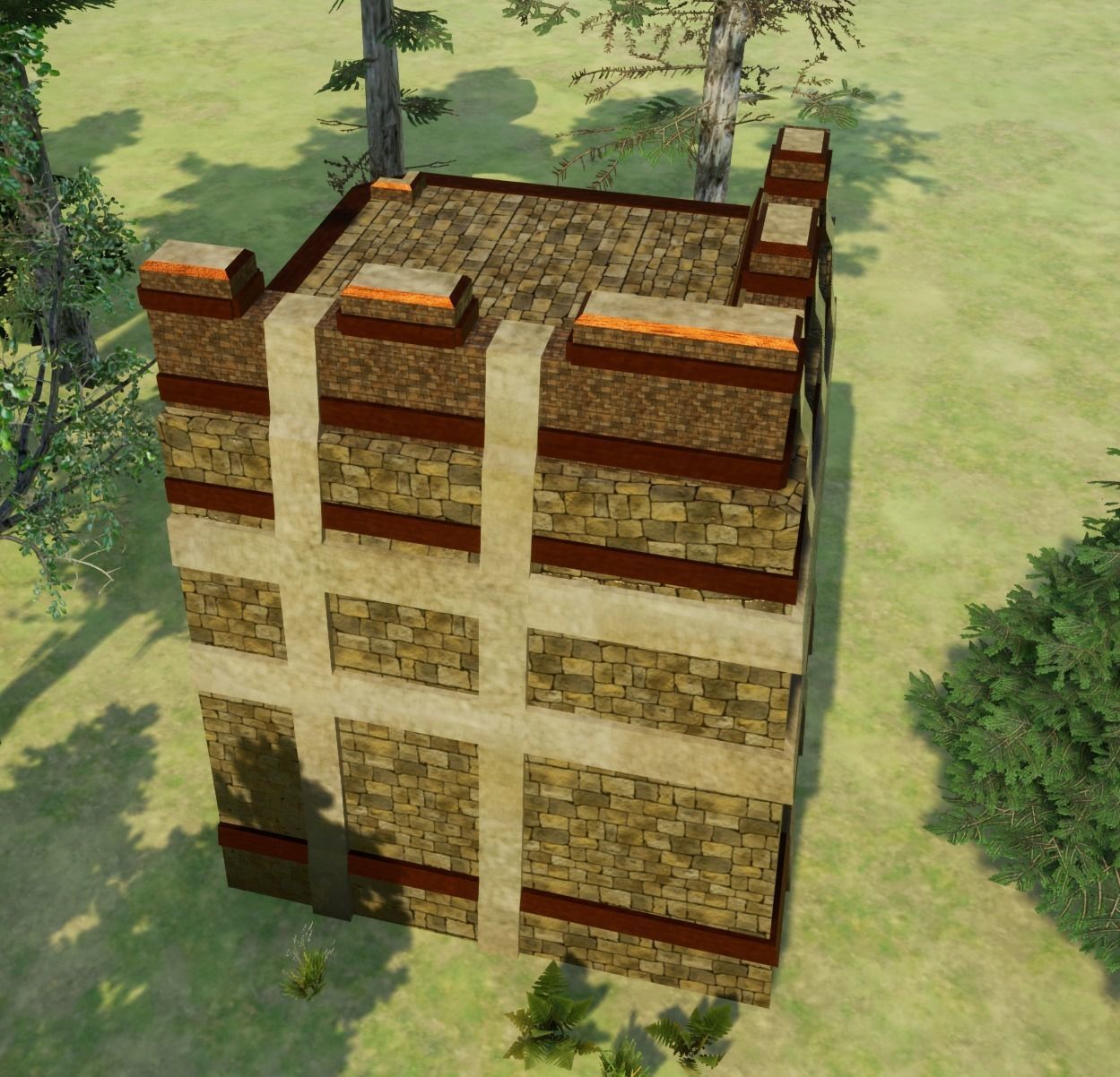 Fantasy medieval BigWall Collection 01 Free low-poly 3D model_3