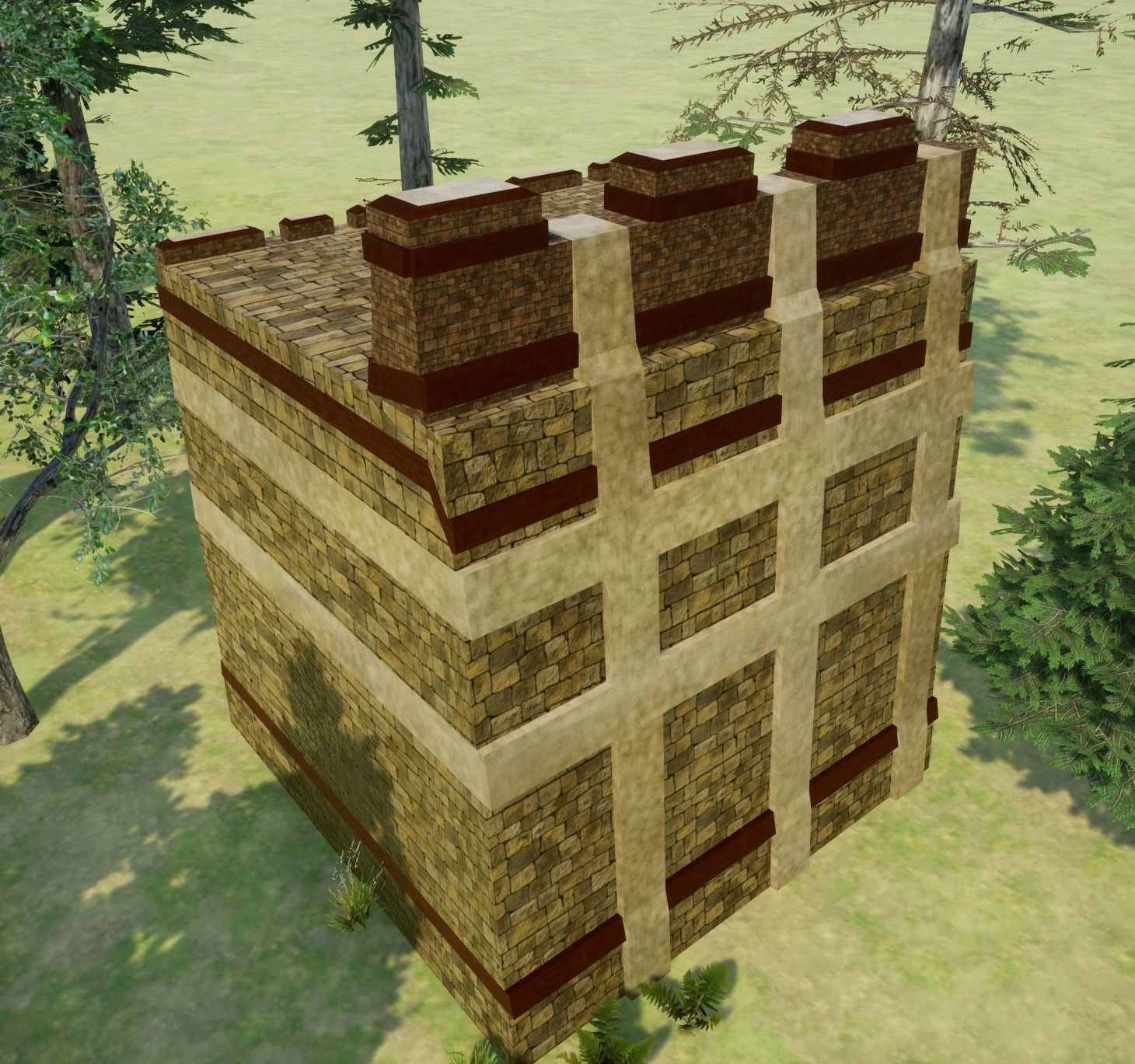 Fantasy medieval BigWall Collection 01 Free low-poly 3D model_2