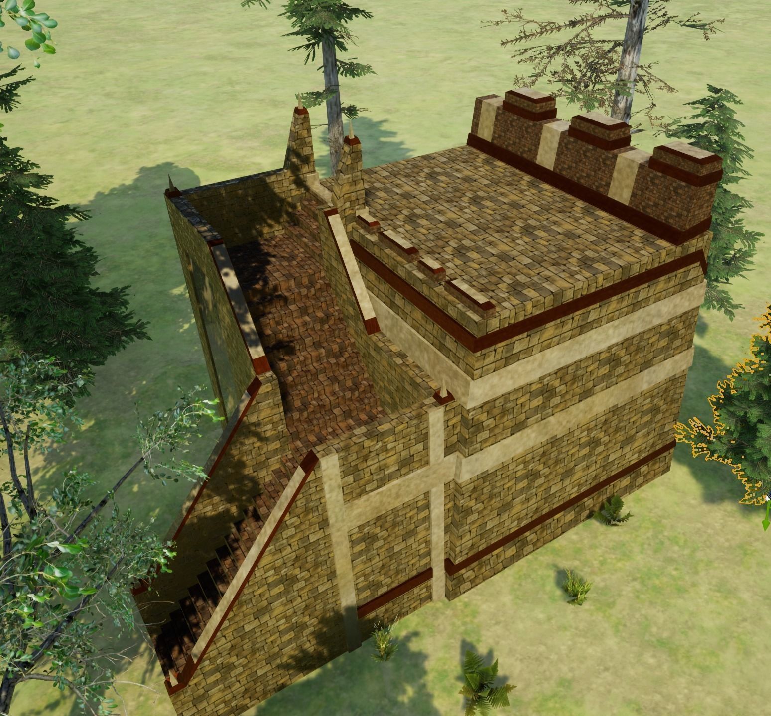 Fantasy medieval BigWall Collection 01 Free low-poly 3D model_6