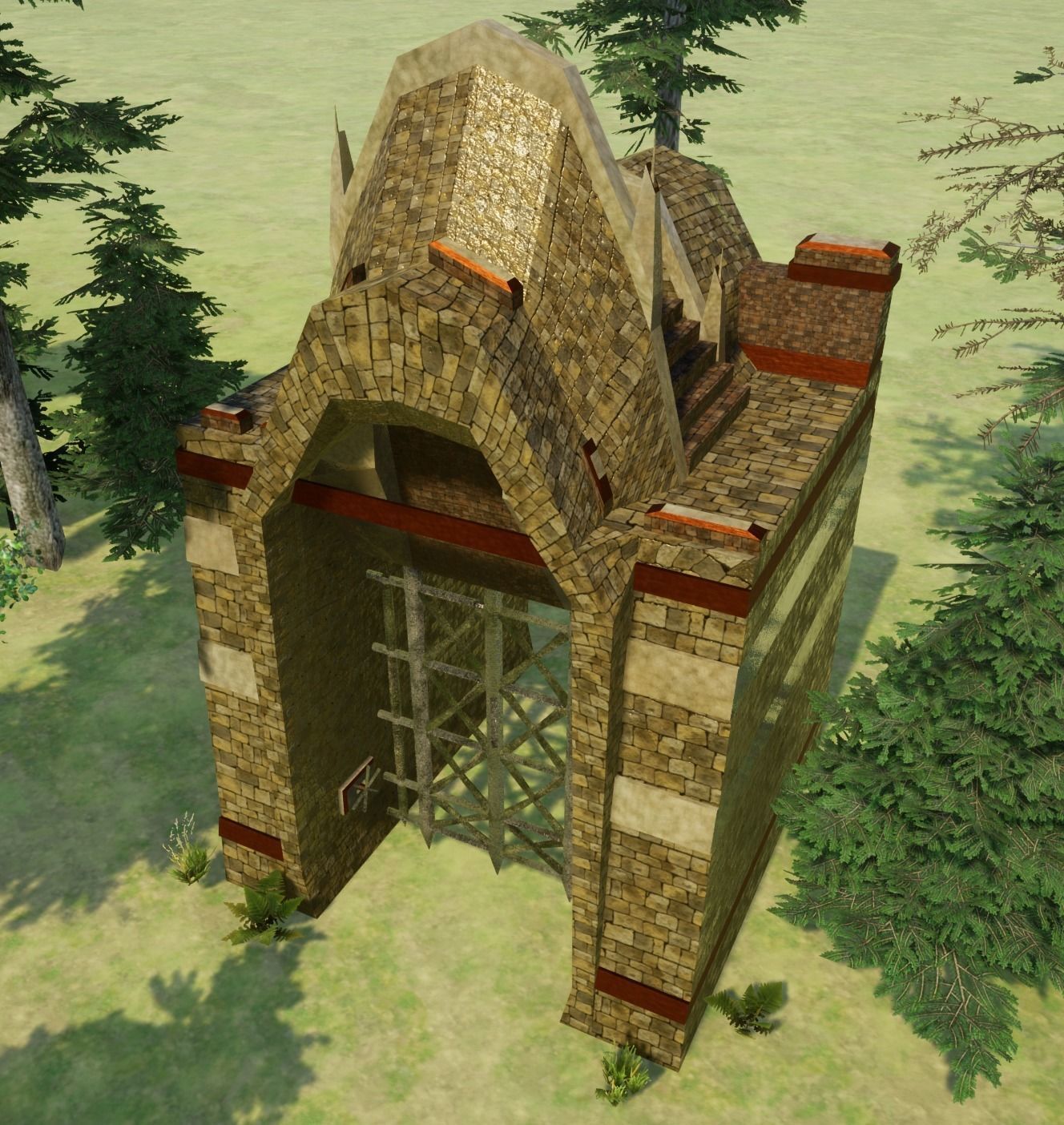 Fantasy medieval BigWall Collection 01 Free low-poly 3D model_5