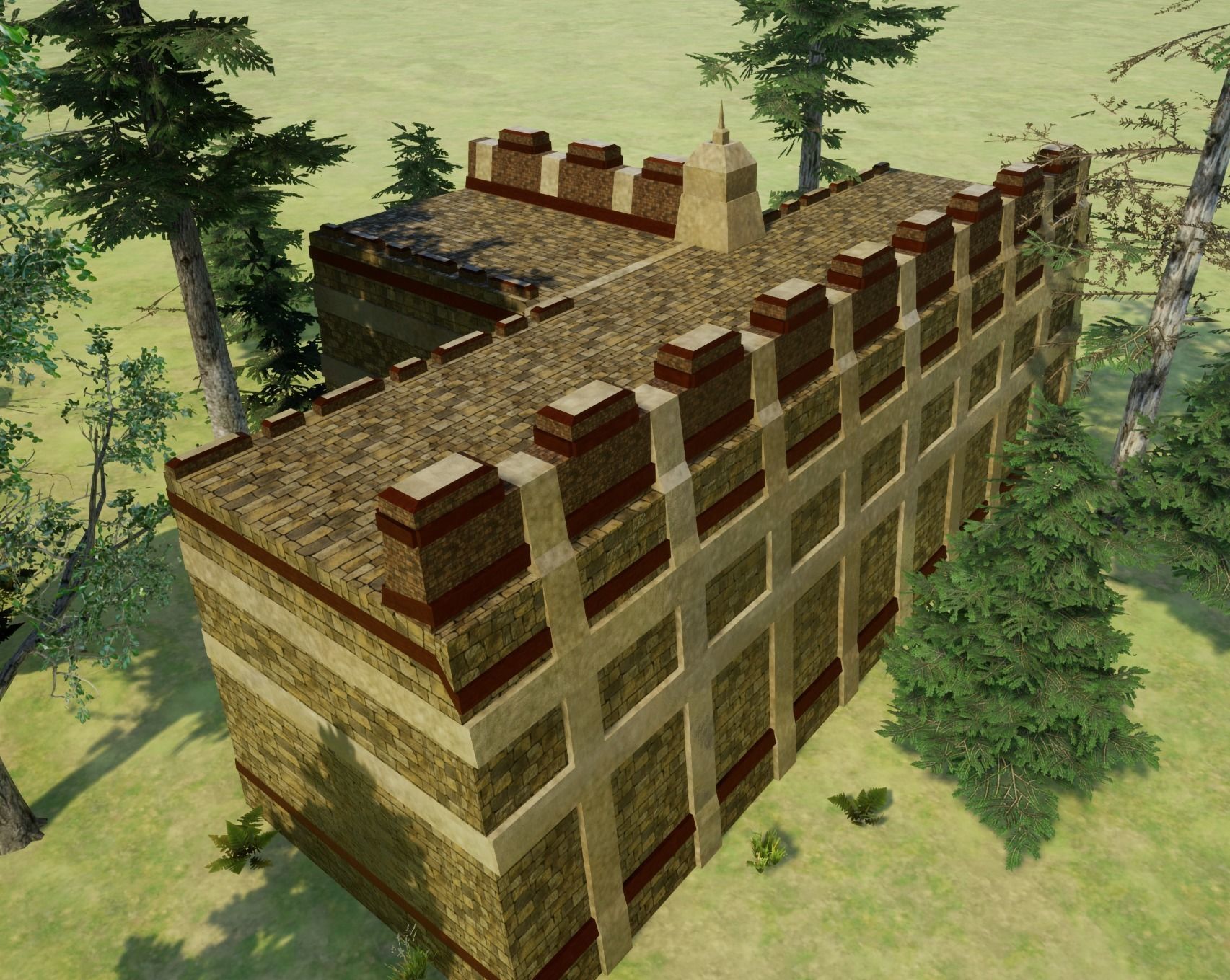 Fantasy medieval BigWall Collection 01 Free low-poly 3D model_7