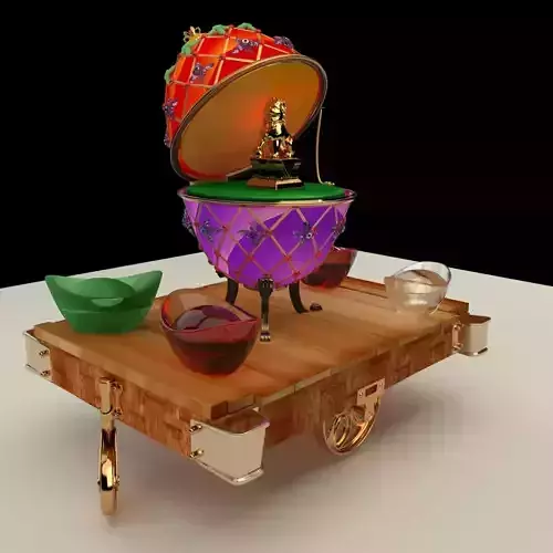 Chinese Gold Ingot with Russia Faberge egg   