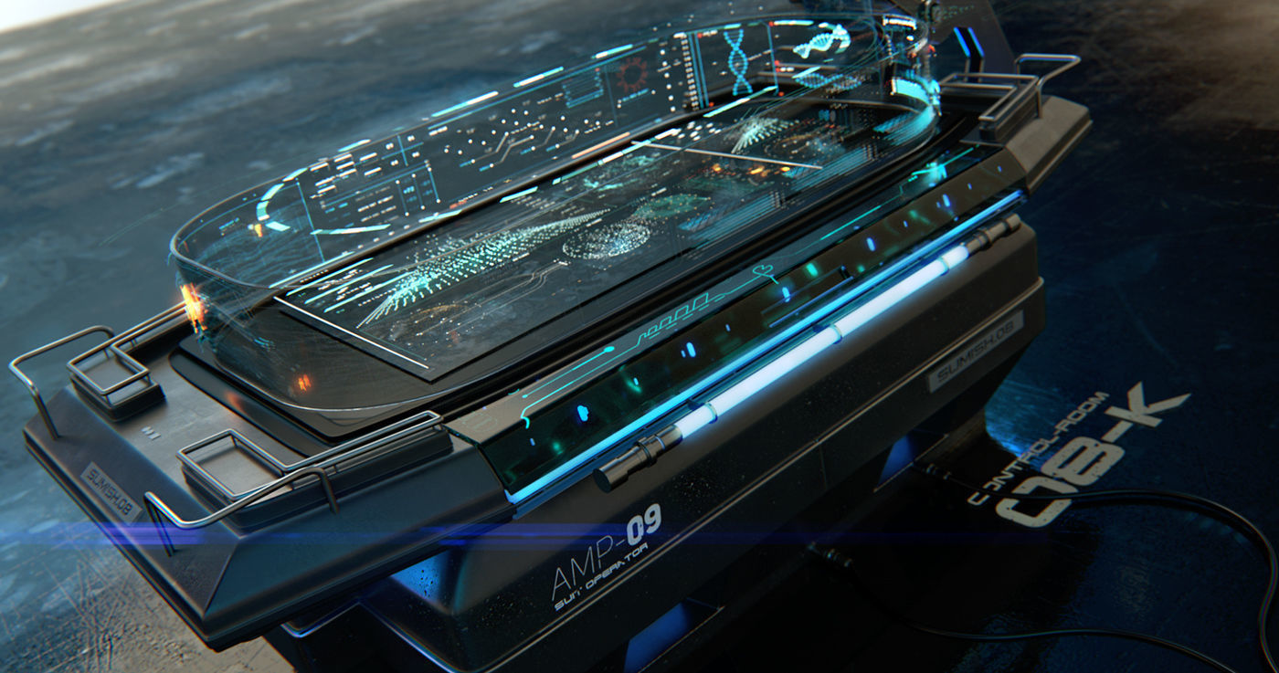 Holographic Scifi Table - C4D- Octane 3D model_2