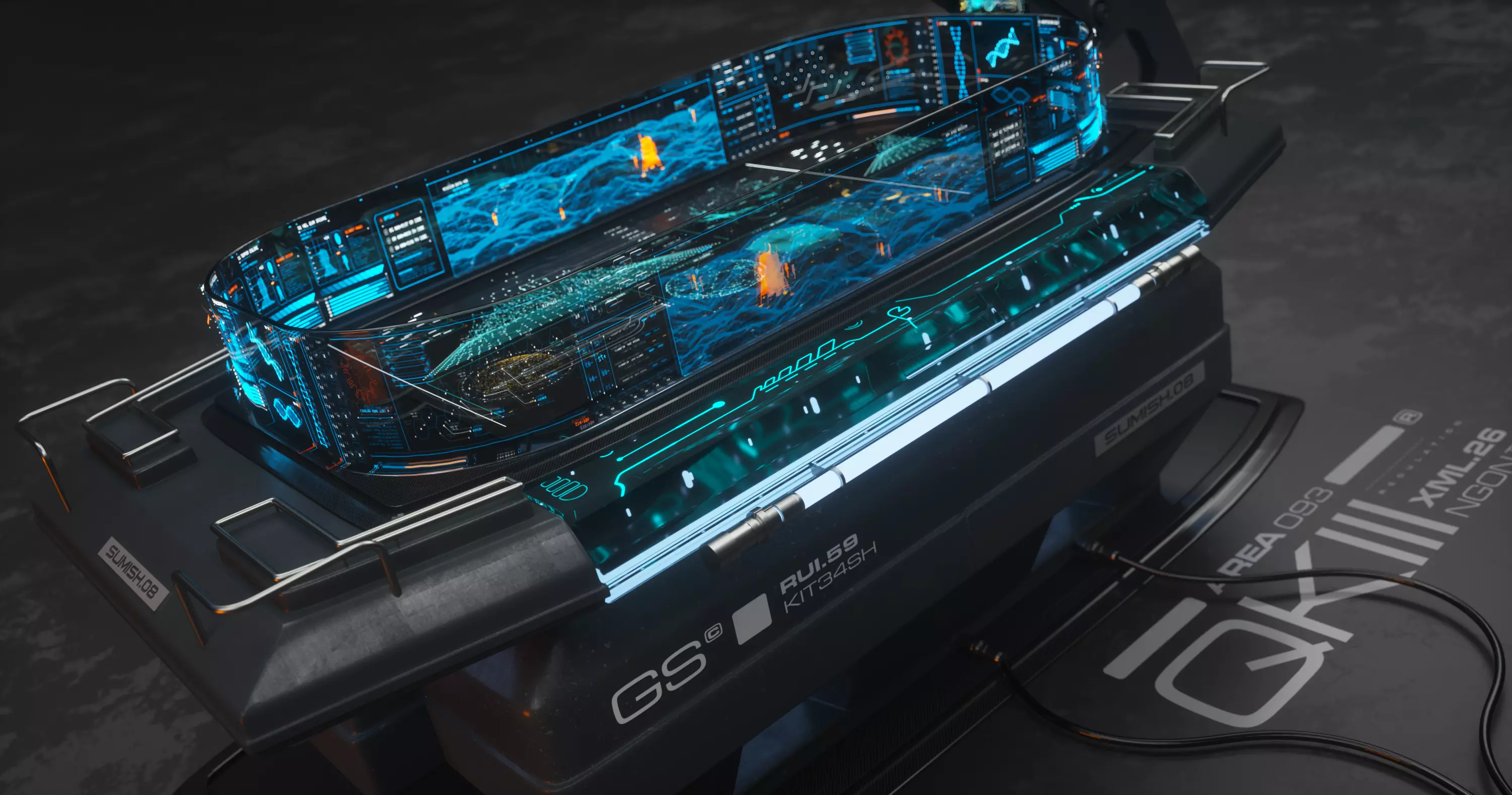 Holographic Scifi Table - C4D- Octane 3D model_0