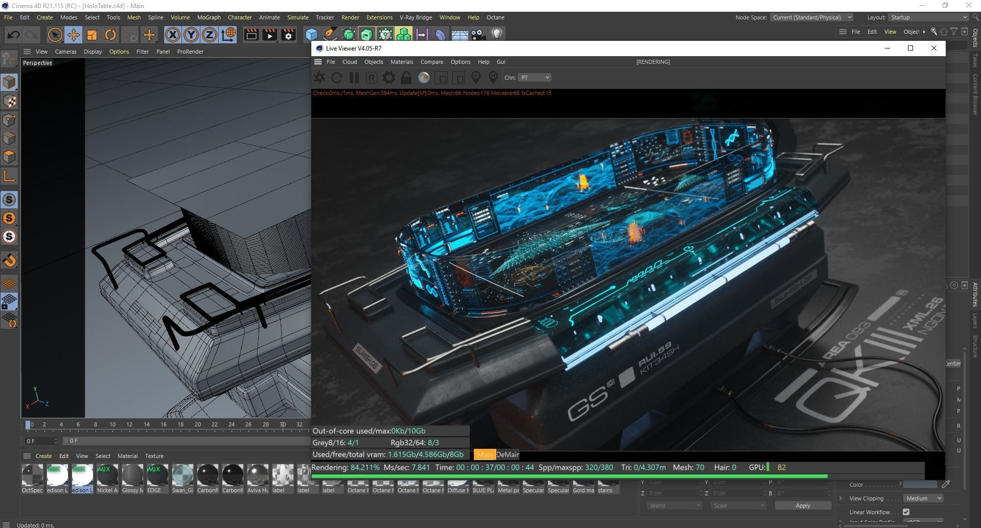 Holographic Scifi Table - C4D- Octane 3D model_3