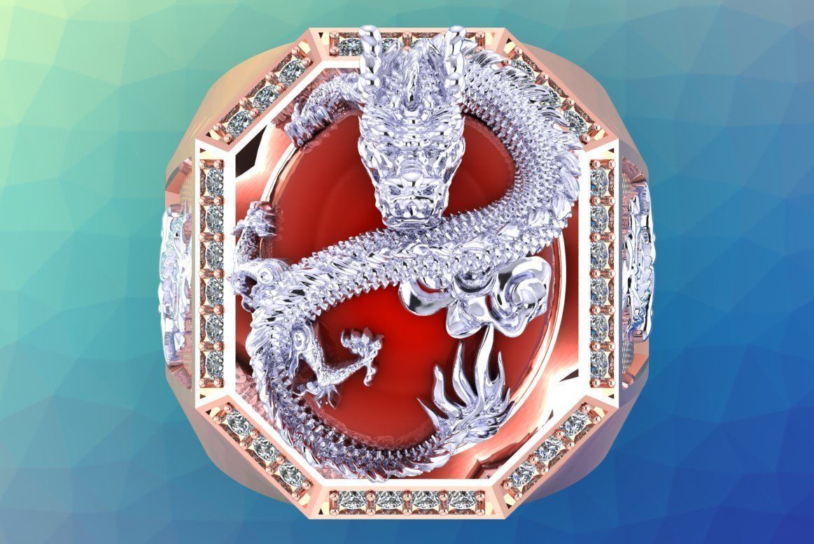 Dragon ring 3D print model_3