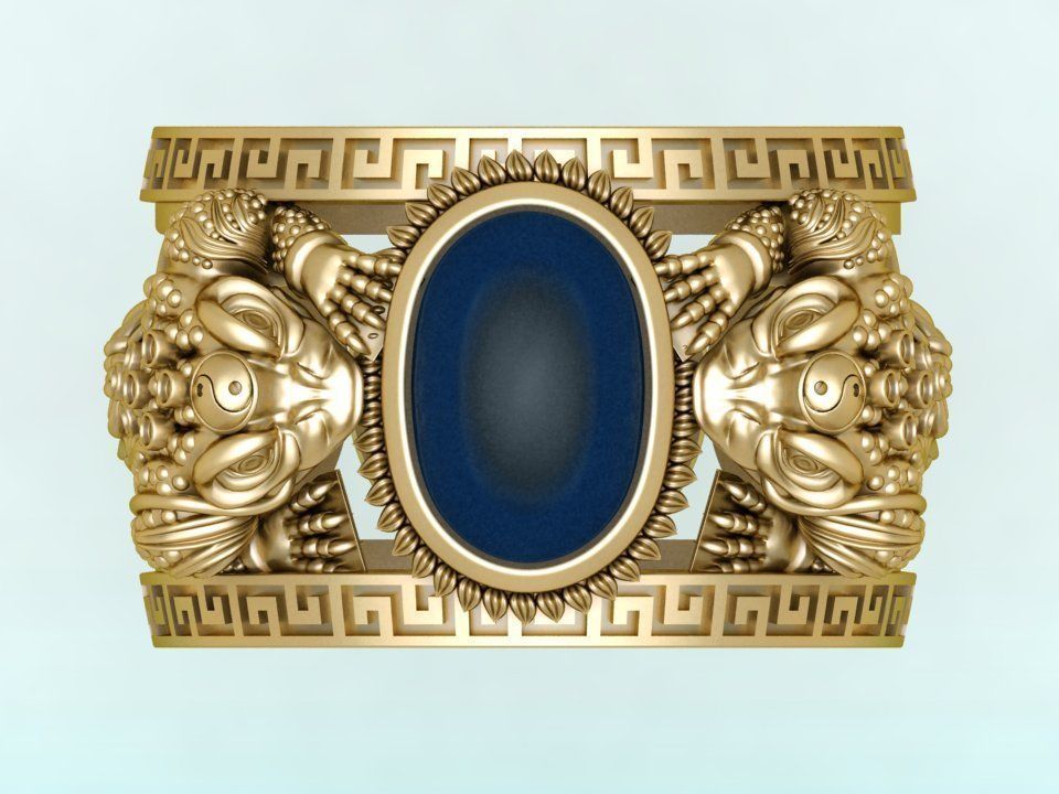 Toad ring - Jin Chan ring - Gemstone ring 3D print model_2