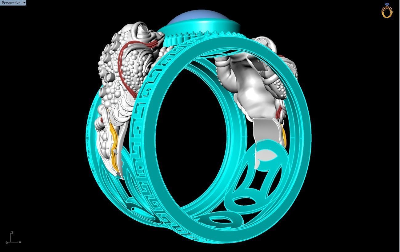 Toad ring - Jin Chan ring - Gemstone ring 3D print model_8