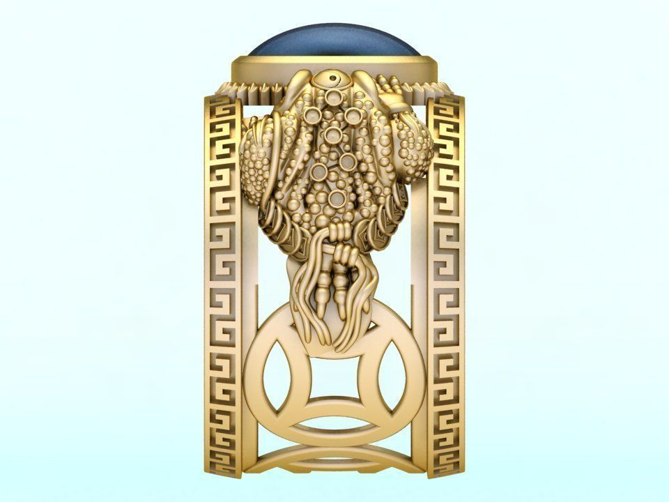 Toad ring - Jin Chan ring - Gemstone ring 3D print model_3