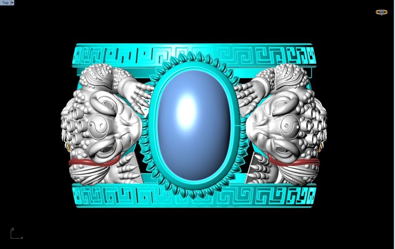 Toad ring - Jin Chan ring - Gemstone ring 3D print model_9