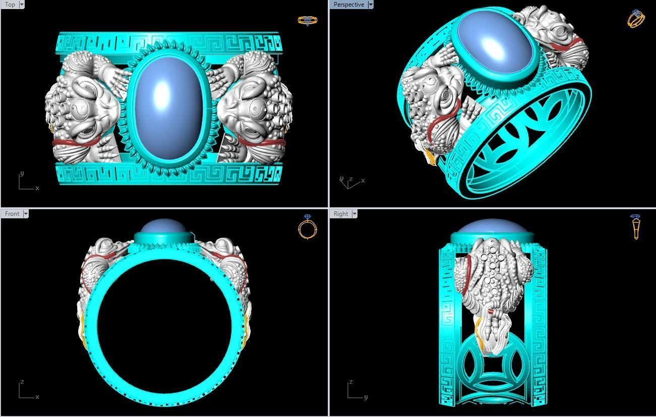 Toad ring - Jin Chan ring - Gemstone ring 3D print model_1