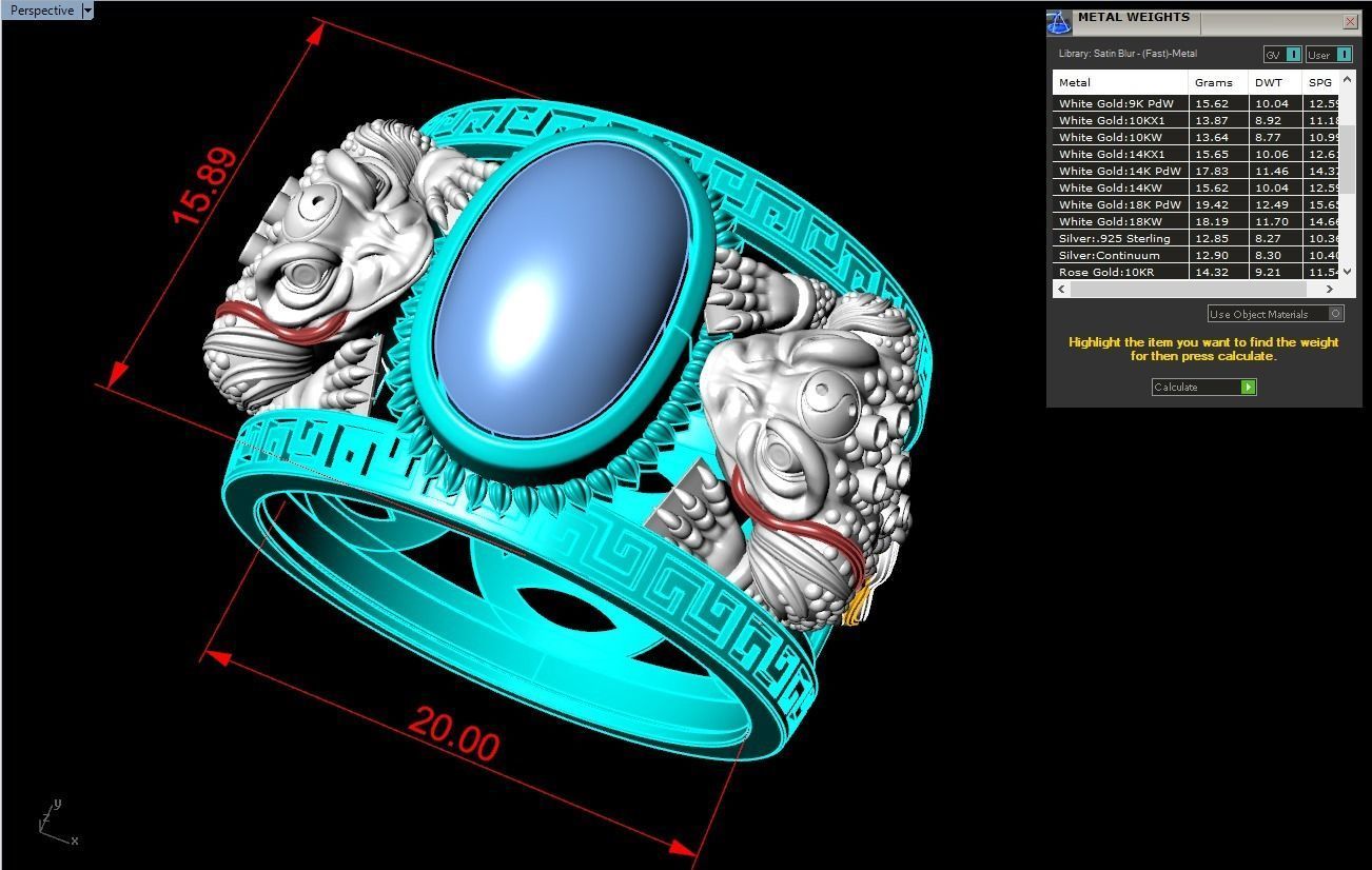 Toad ring - Jin Chan ring - Gemstone ring 3D print model_6