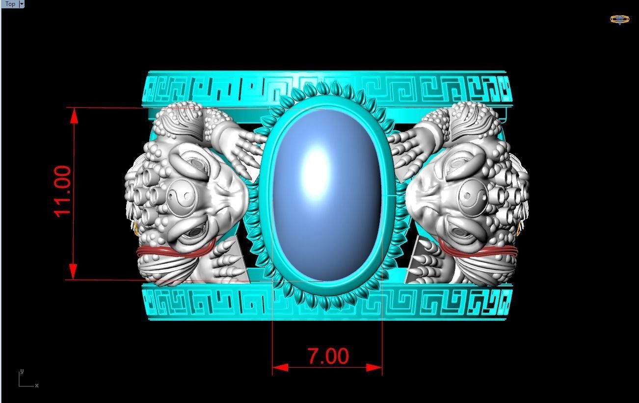 Toad ring - Jin Chan ring - Gemstone ring 3D print model_7