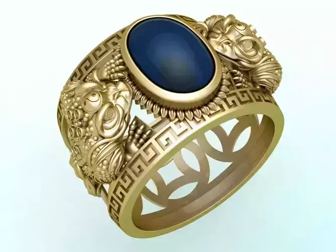 Toad ring - Jin Chan ring - Gemstone ring