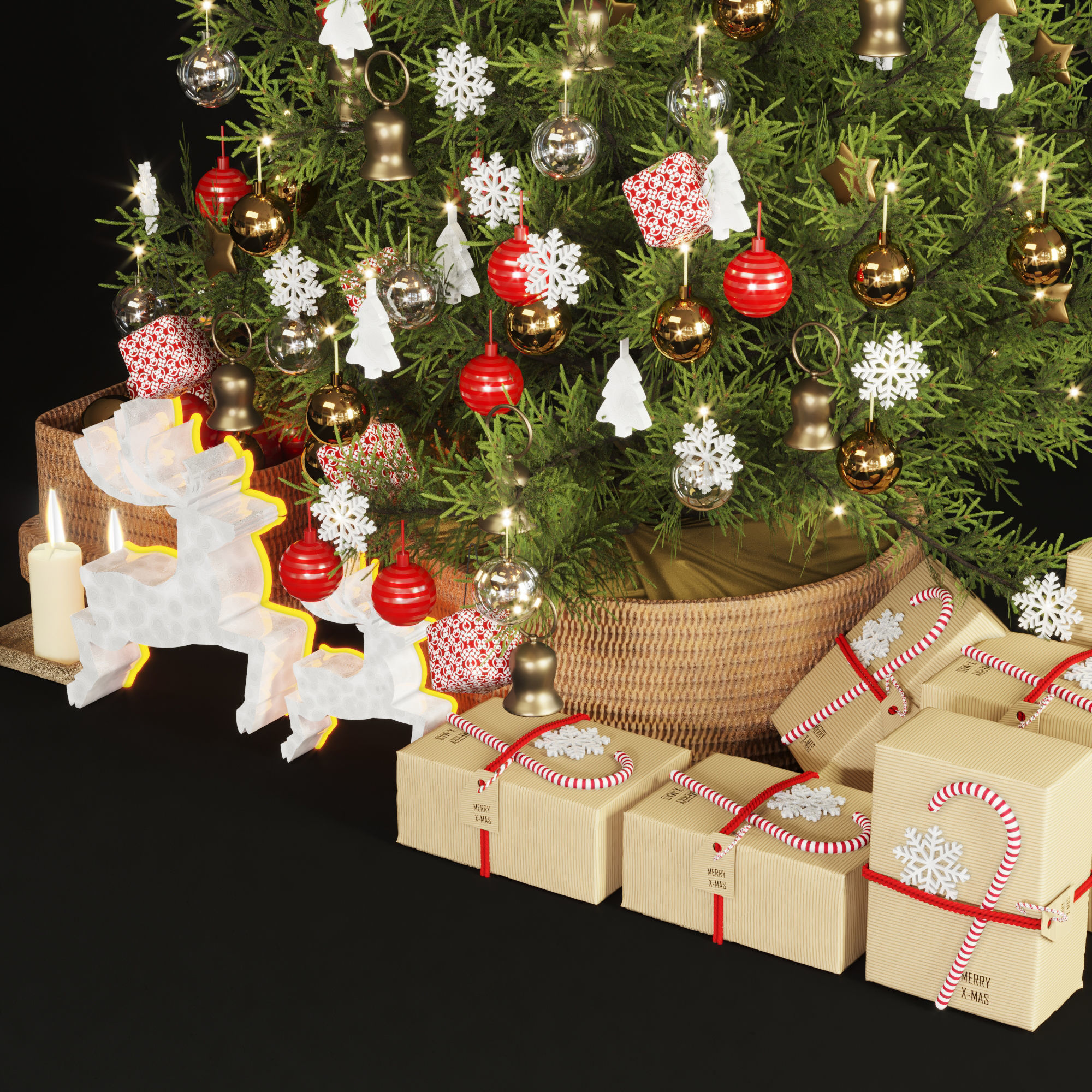 christmas decor set  3D model_4
