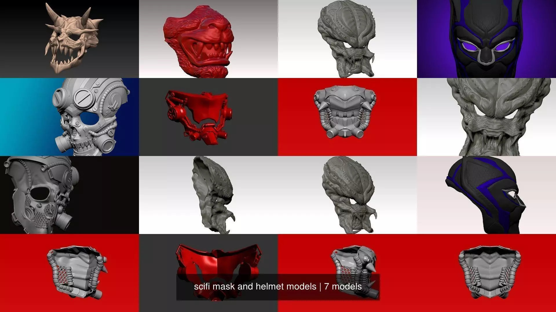 scifi mask and helmet models 3D Model Collection_0