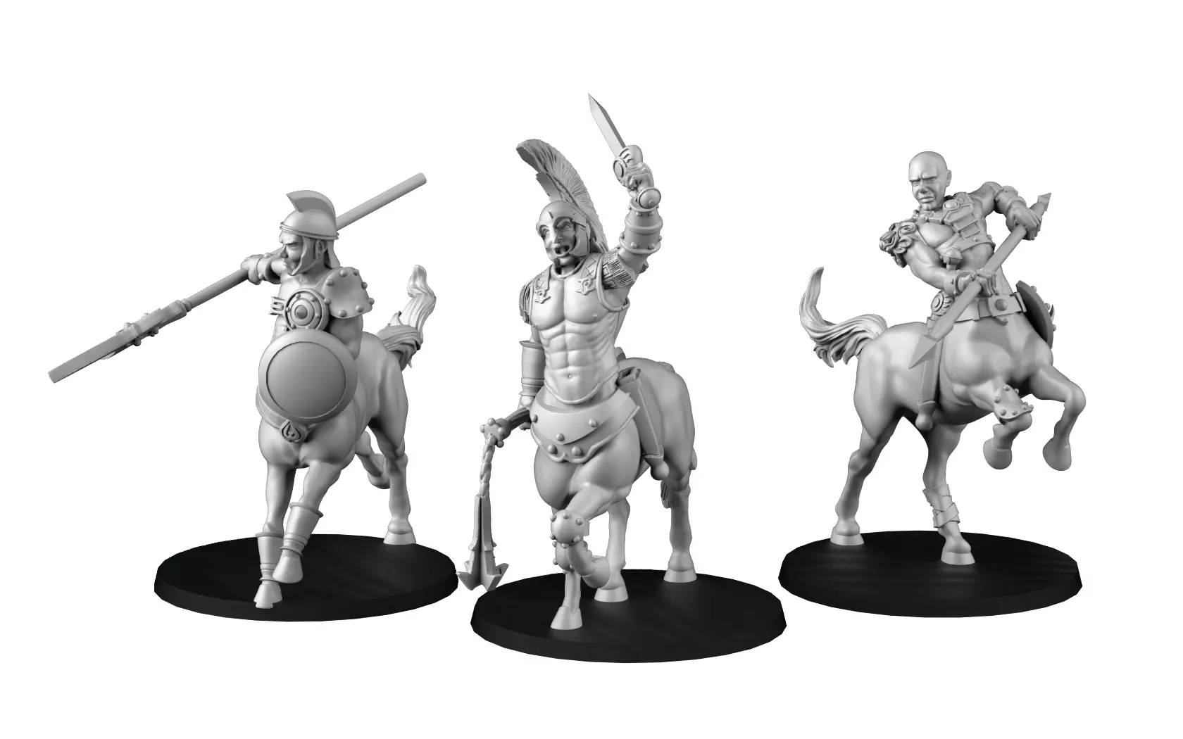 Centaurs three spartan warriors 3D print model