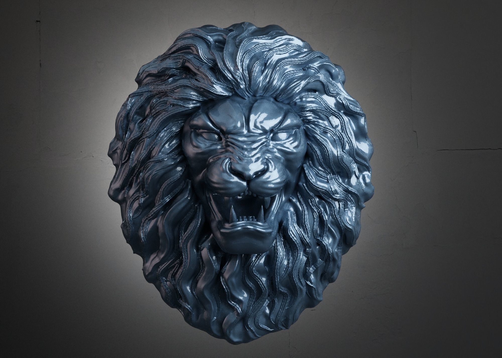 Lion Head Sculpture 3d print model 3D print model_6