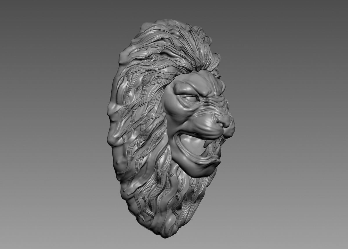 Lion Head Sculpture 3d print model 3D print model_16