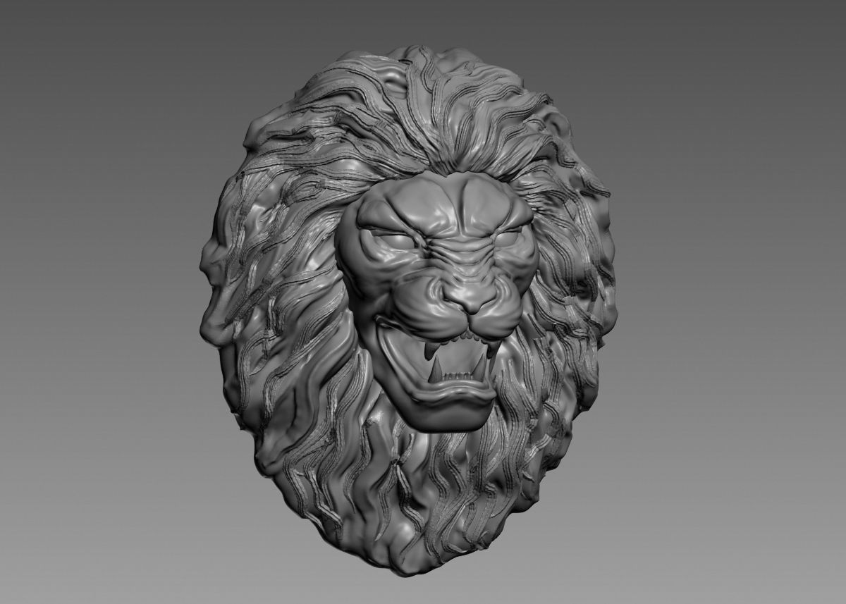 Lion Head Sculpture 3d print model 3D print model_12