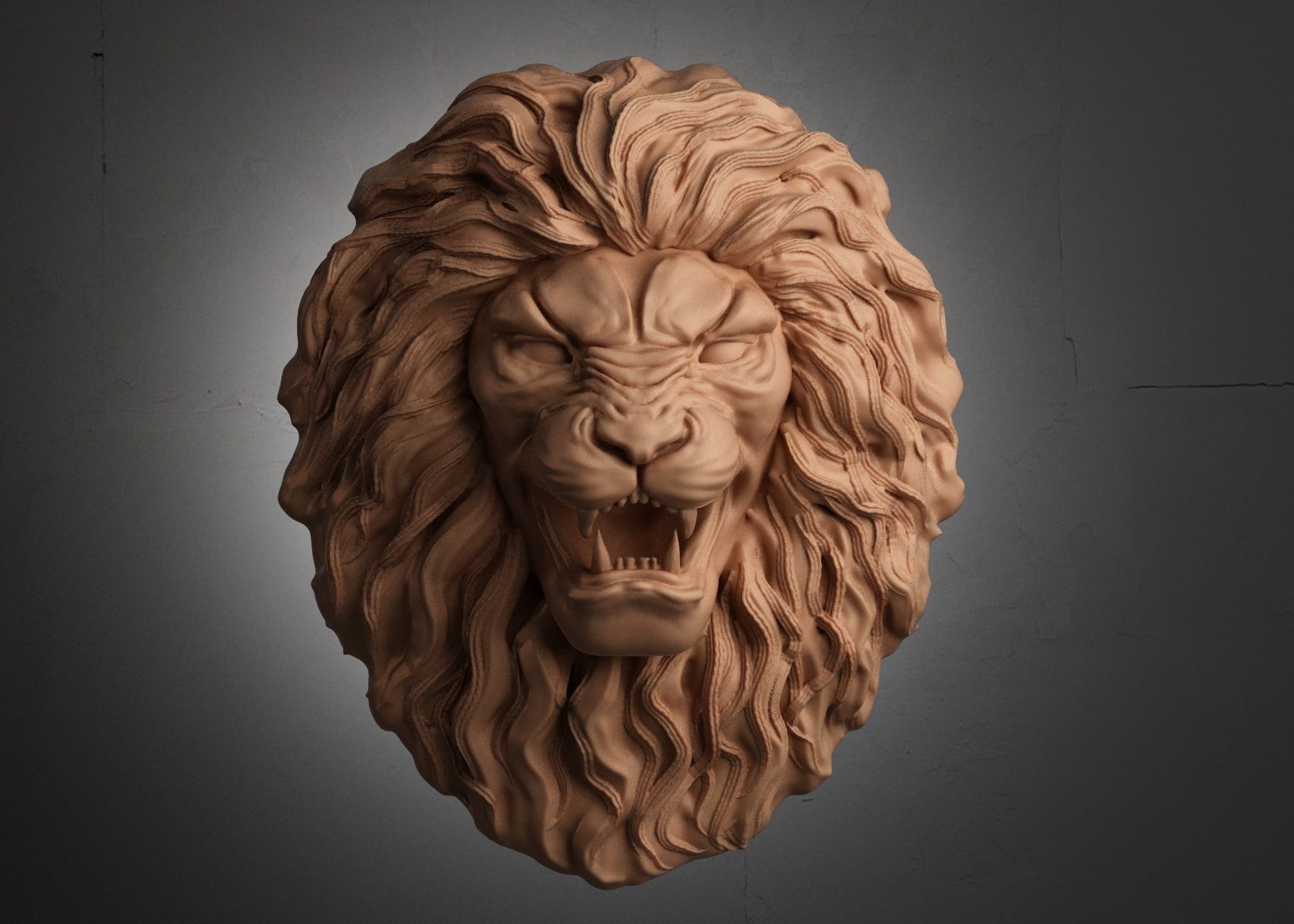 Lion Head Sculpture 3d print model 3D print model_5