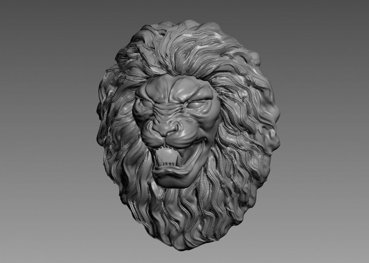 Lion Head Sculpture 3d print model 3D print model_48