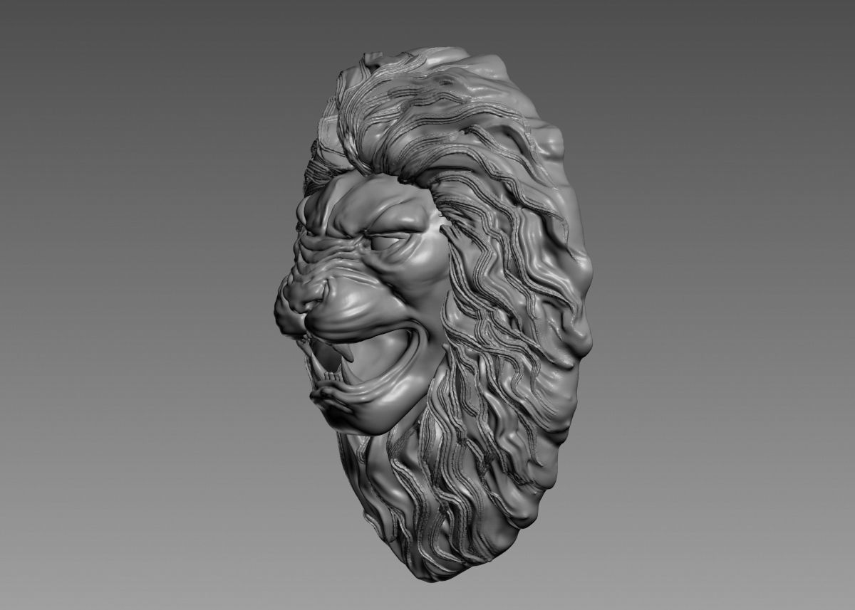 Lion Head Sculpture 3d print model 3D print model_44