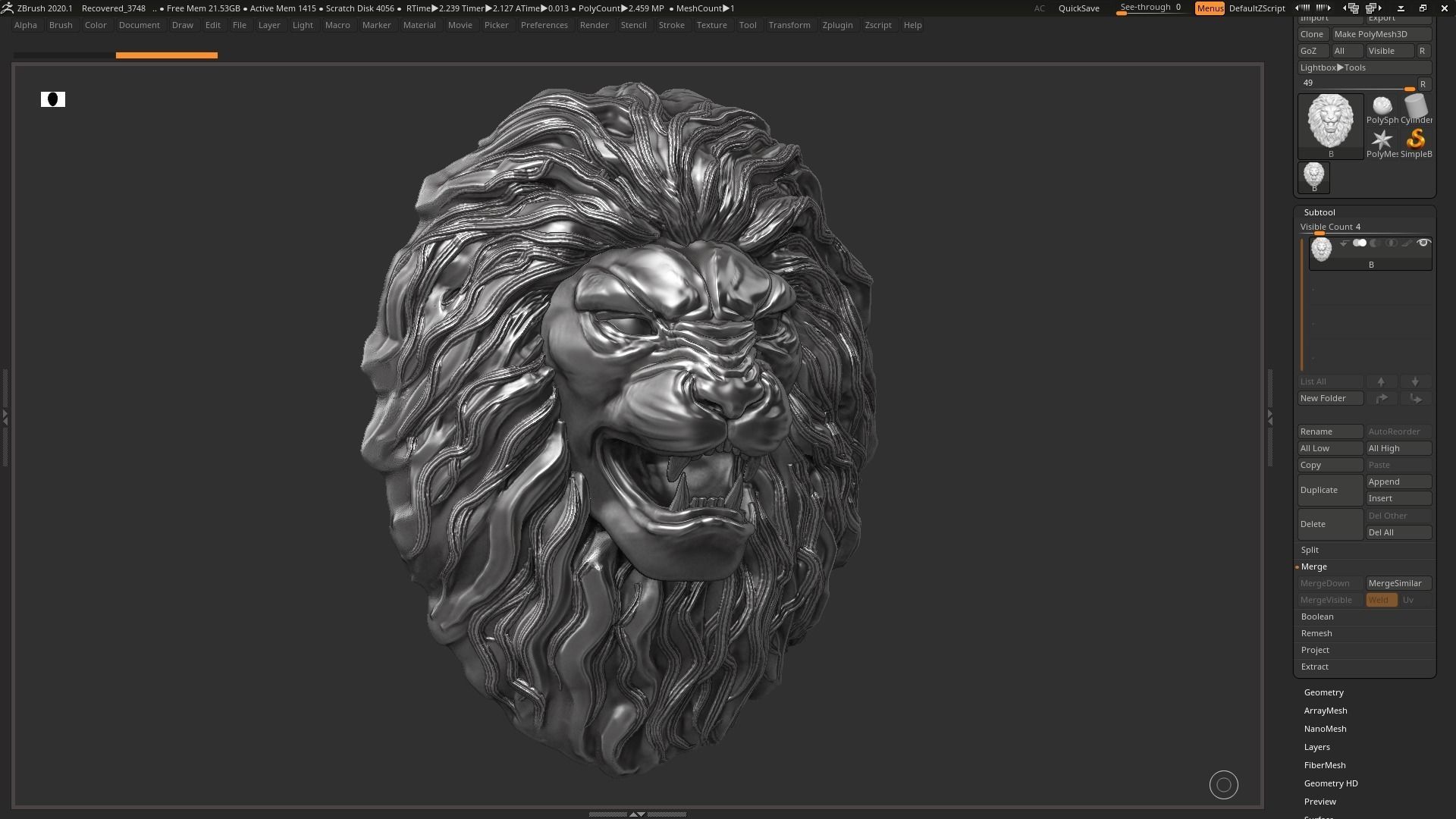 Lion Head Sculpture 3d print model 3D print model_11