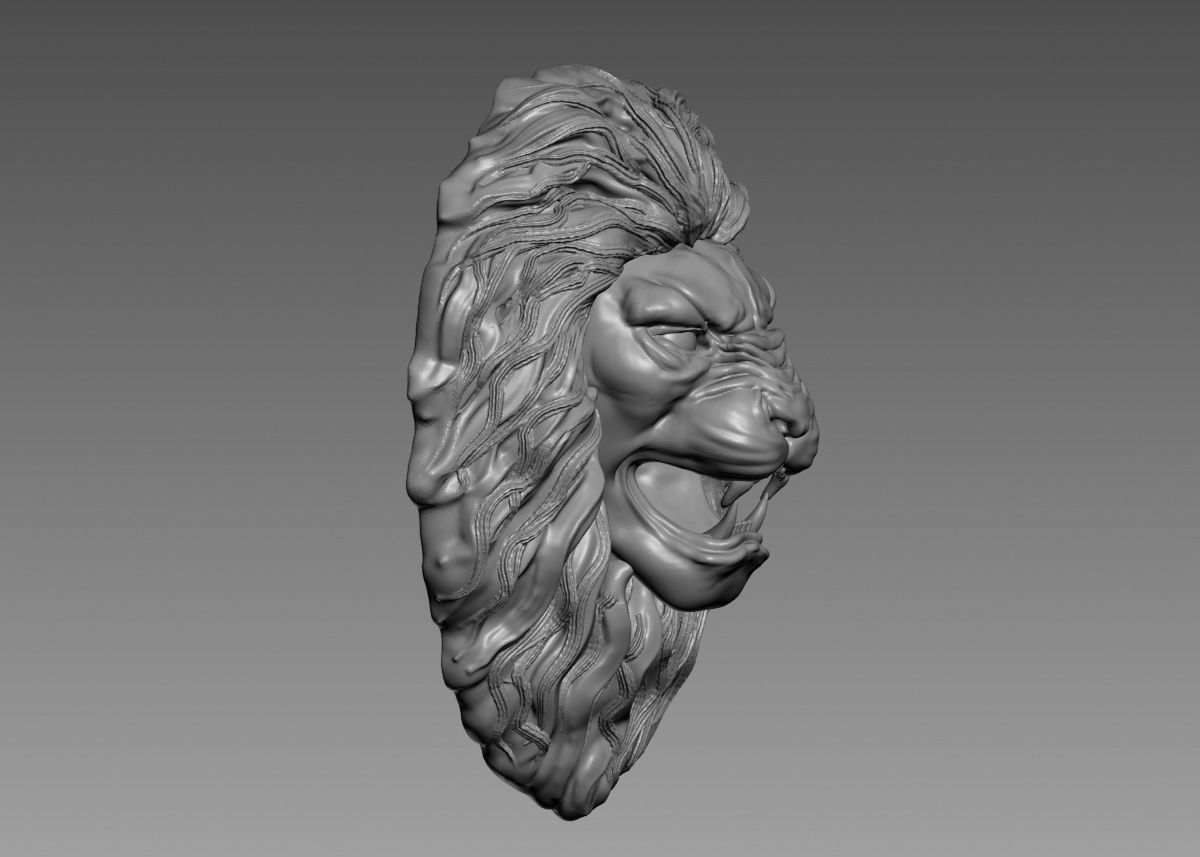 Lion Head Sculpture 3d print model 3D print model_17