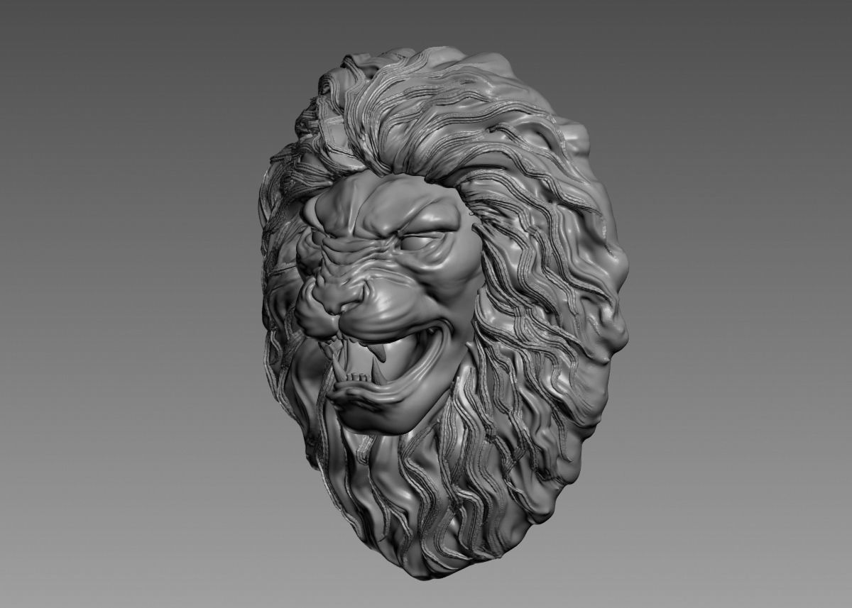 Lion Head Sculpture 3d print model 3D print model_46