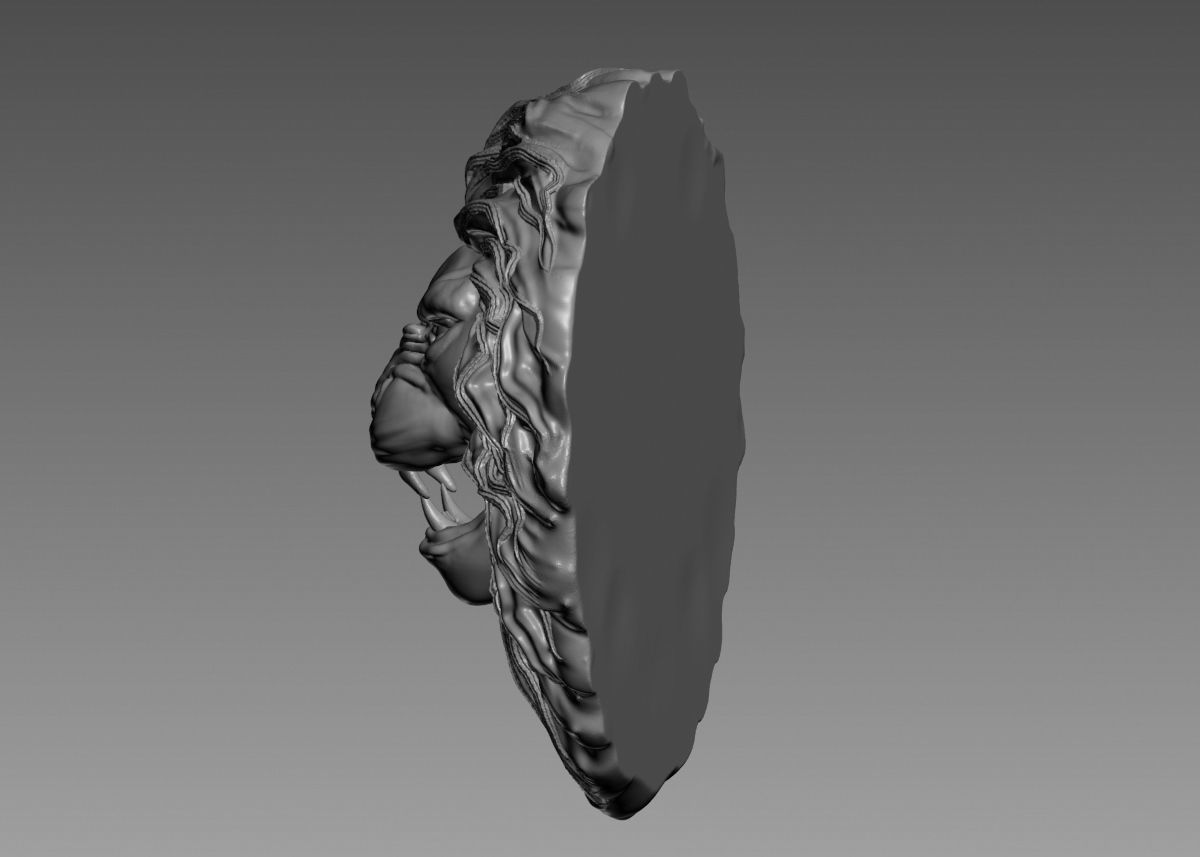 Lion Head Sculpture 3d print model 3D print model_38