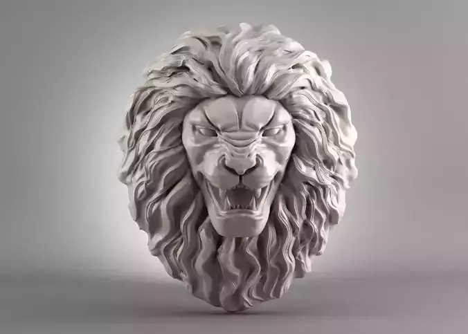 Lion Head Sculpture 3d print model