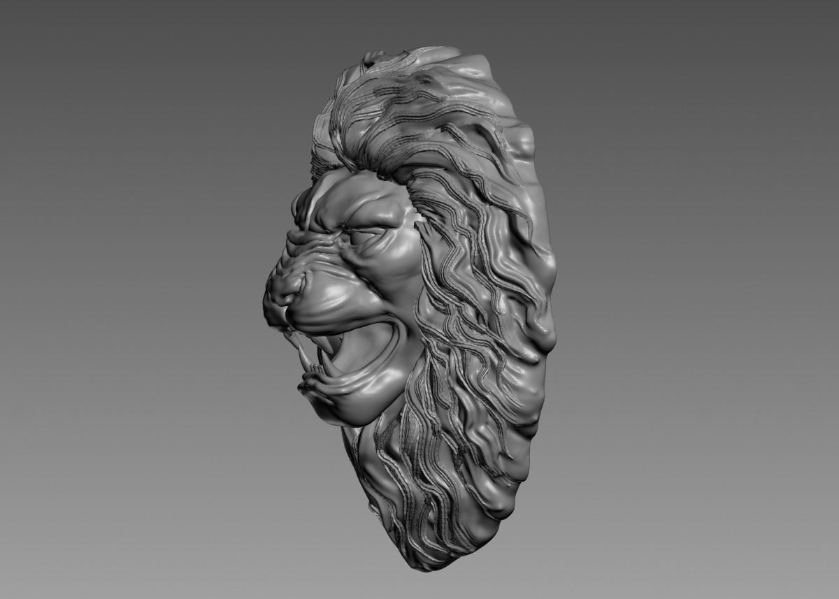 Lion Head Sculpture 3d print model 3D print model_43