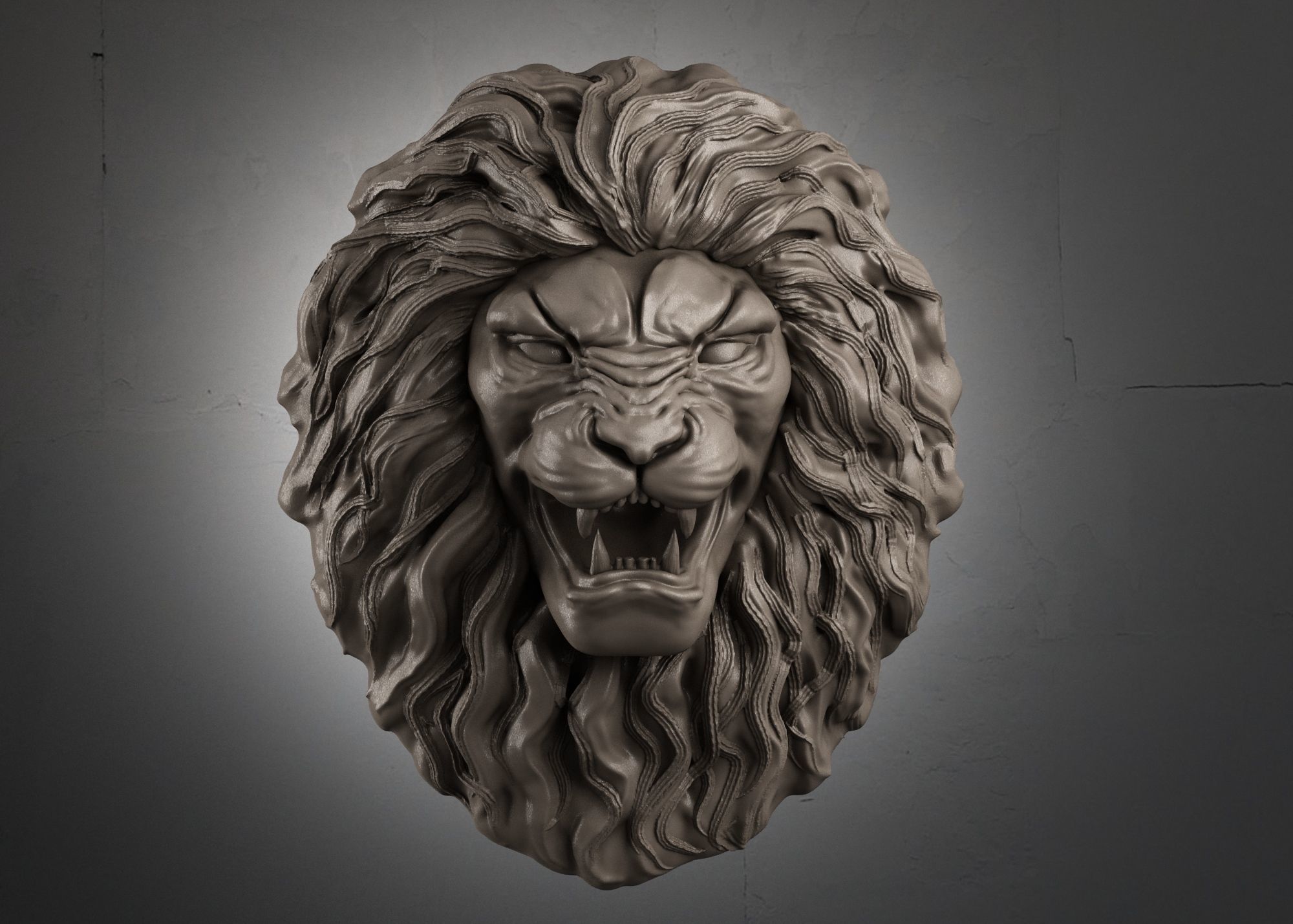 Lion Head Sculpture 3d print model 3D print model_3