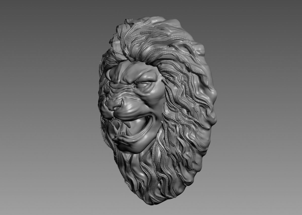 Lion Head Sculpture 3d print model 3D print model_45