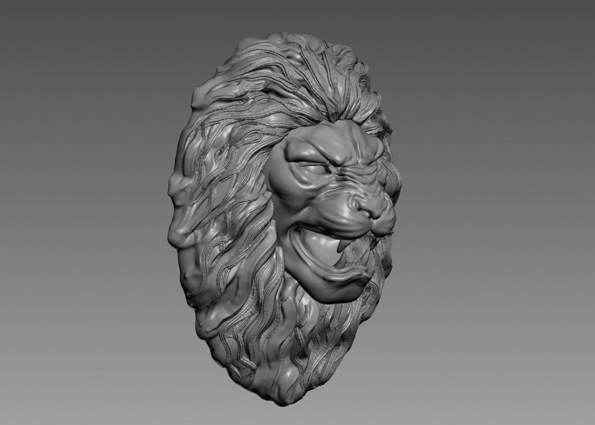 Lion Head Sculpture 3d print model 3D print model_15