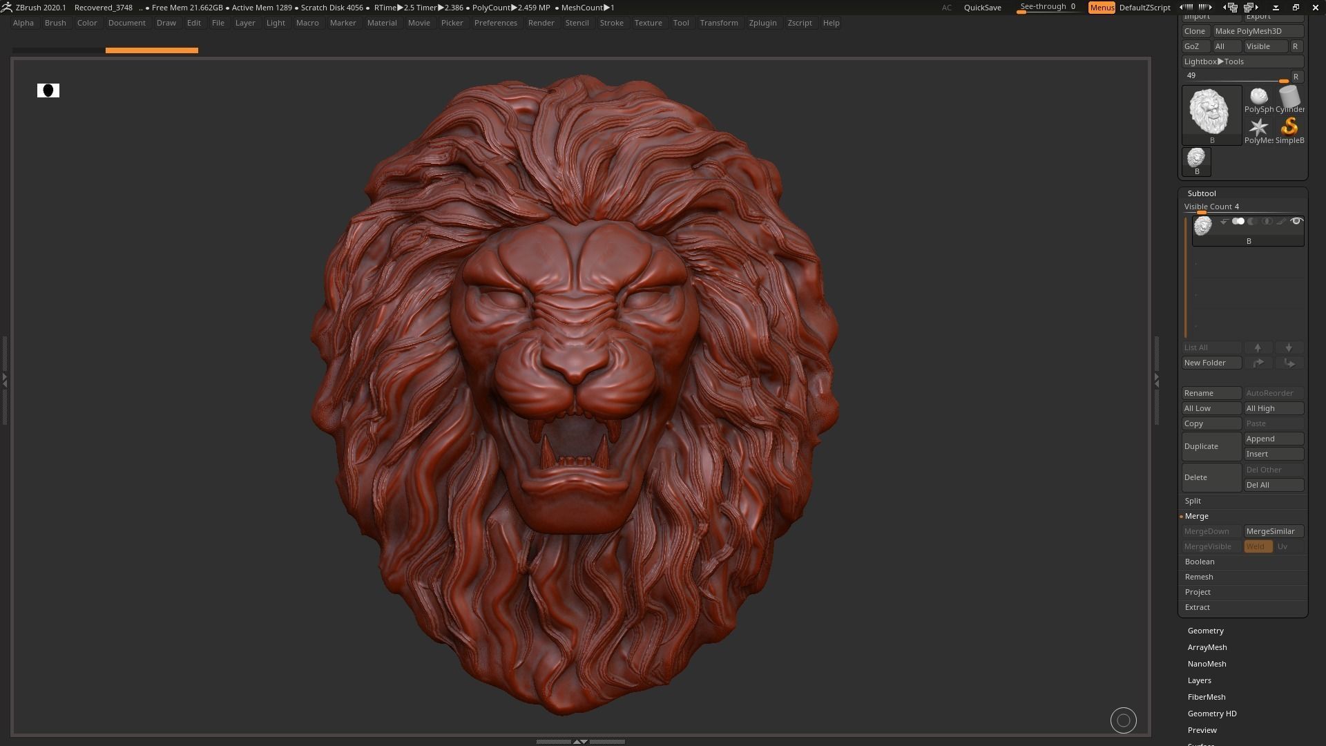 Lion Head Sculpture 3d print model 3D print model_7
