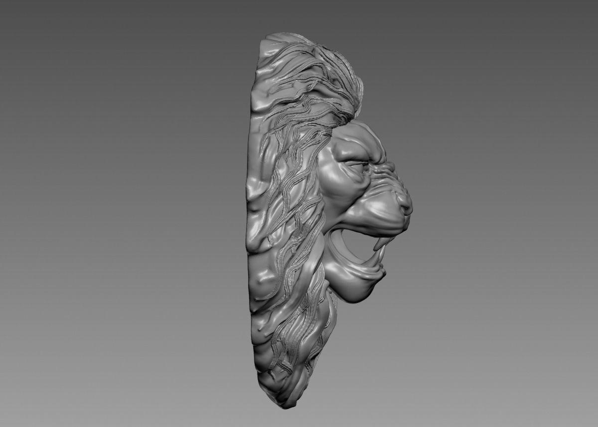 Lion Head Sculpture 3d print model 3D print model_19