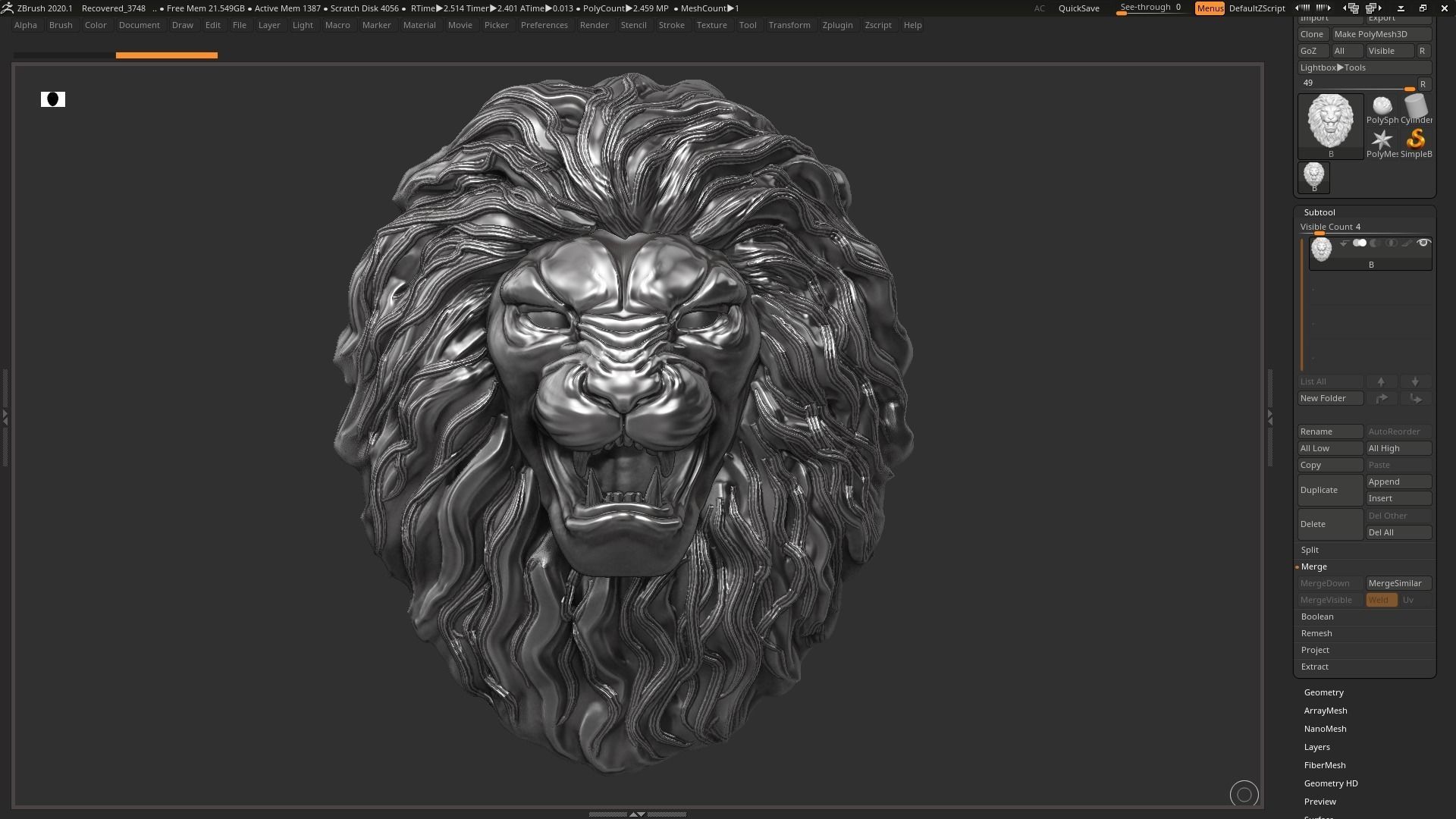Lion Head Sculpture 3d print model 3D print model_9