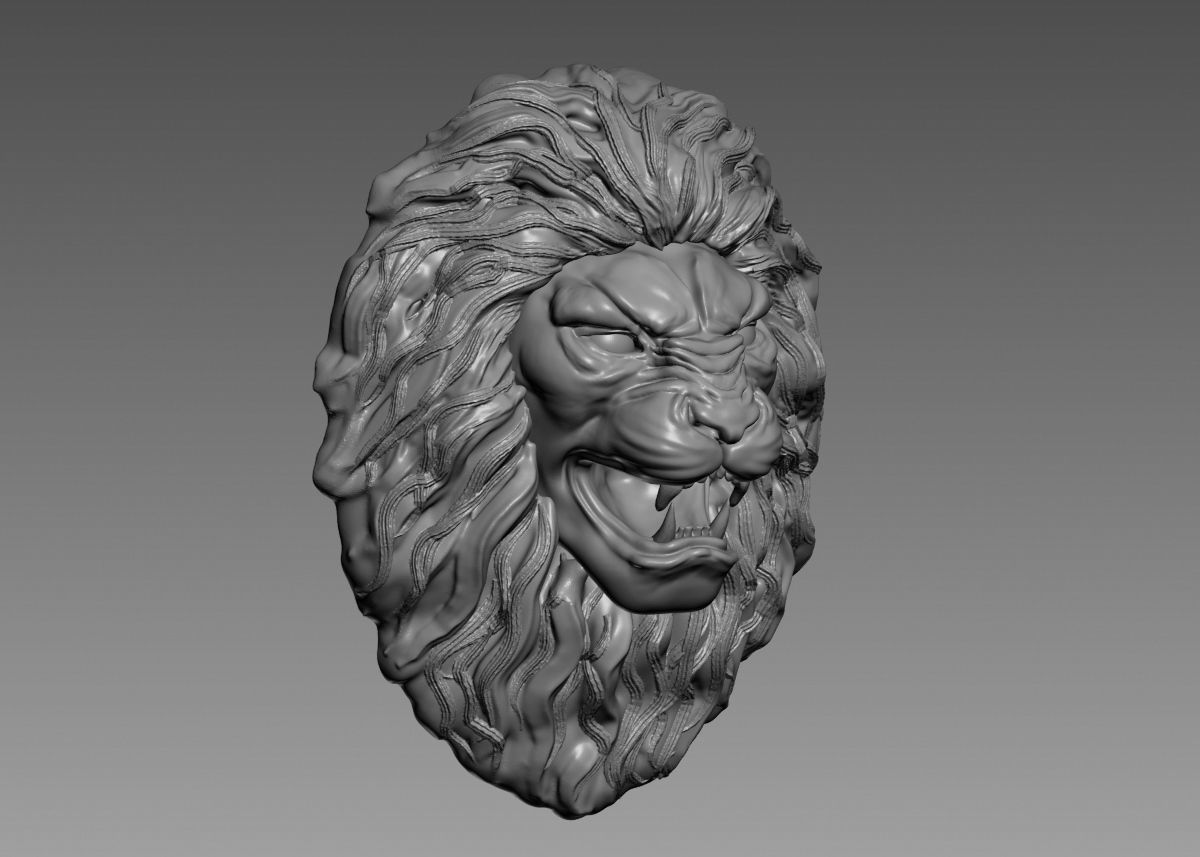 Lion Head Sculpture 3d print model 3D print model_14