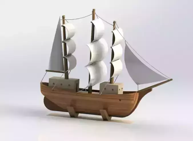 Model Ship wooden sailing with sails
