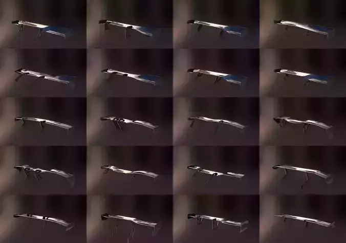 More than 20 semi procedural car wings spoilers Low-poly 3D model