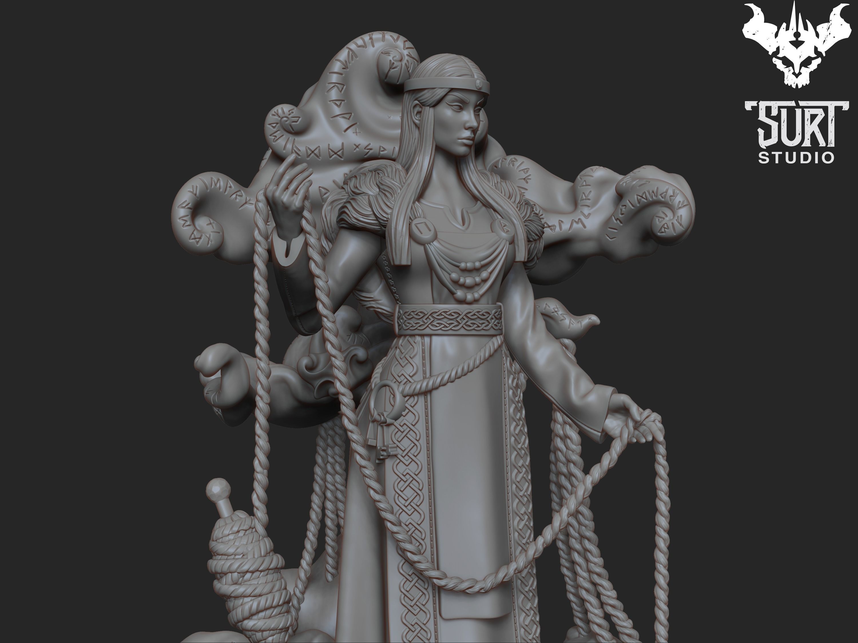 Frigg goddess of underworld 3D print model_5