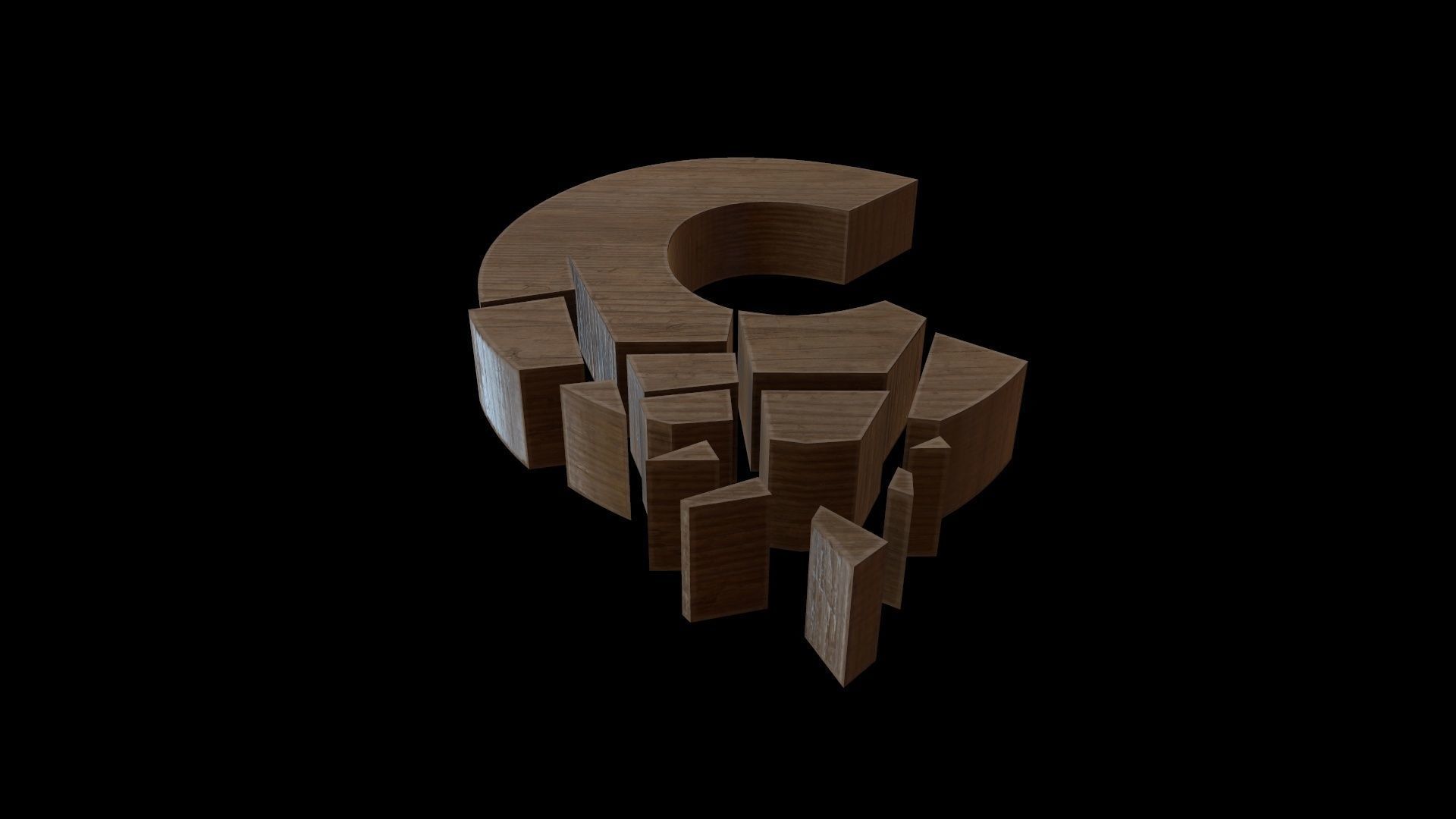 FONT-075 Letter C Low-poly 3D model_3