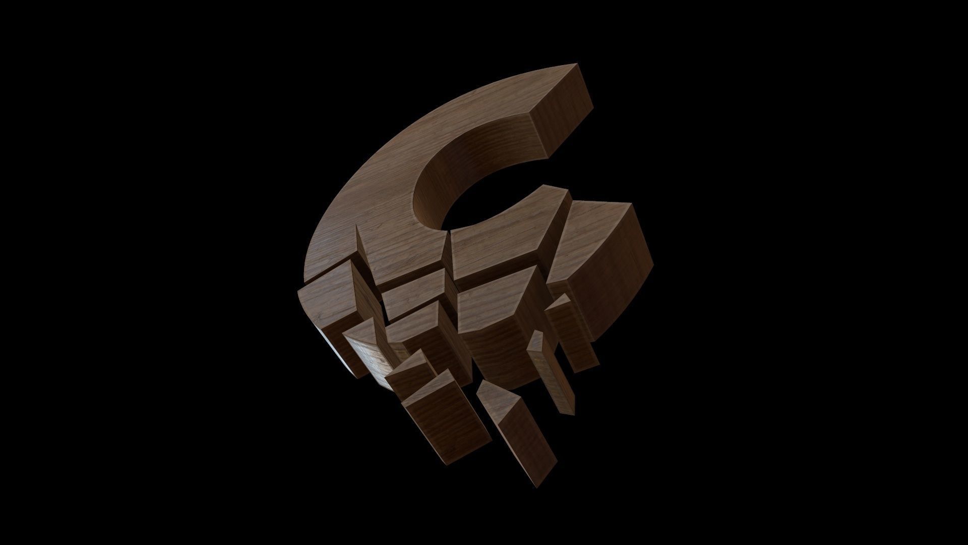 FONT-075 Letter C Low-poly 3D model_4