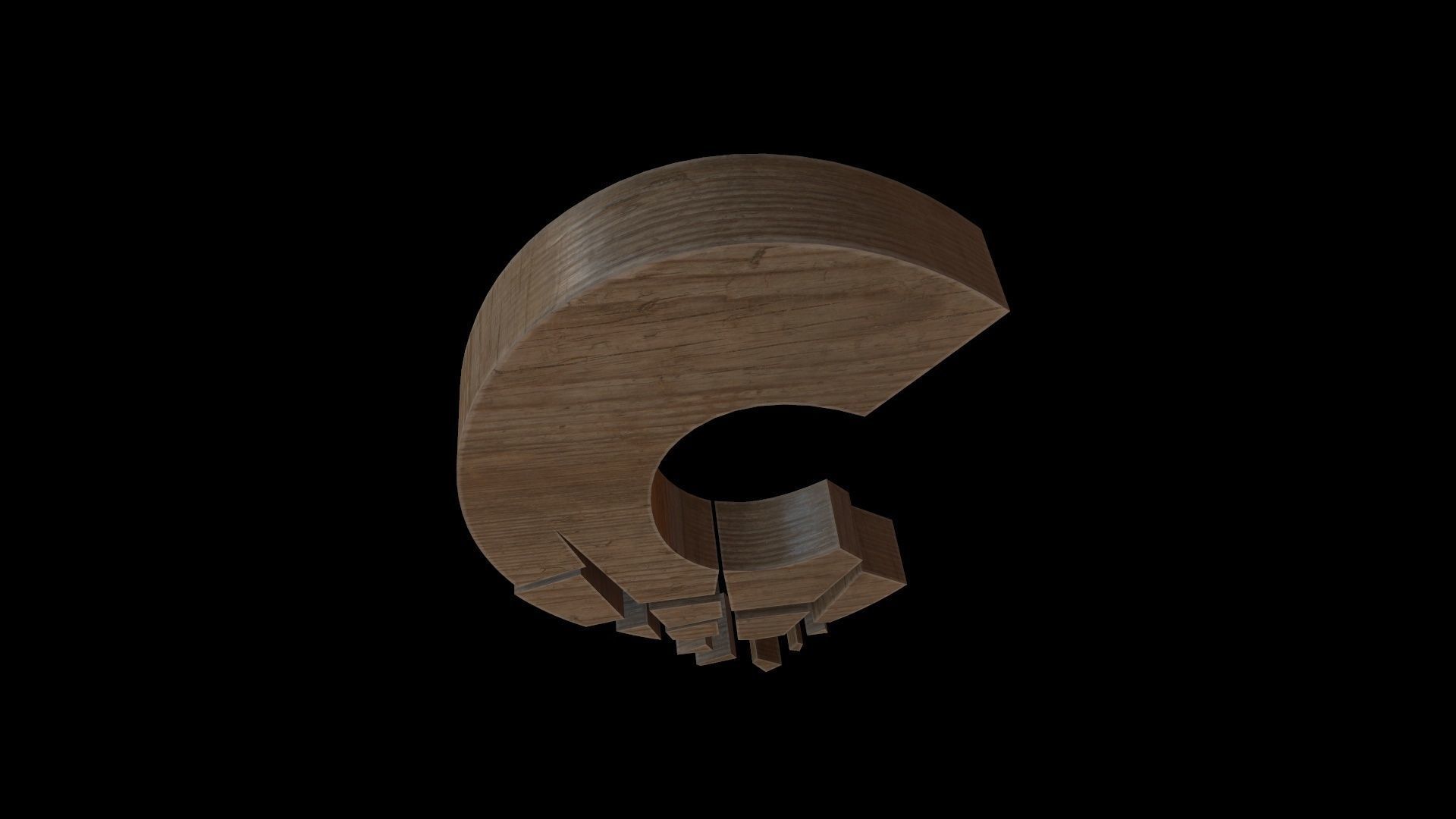 FONT-075 Letter C Low-poly 3D model_5