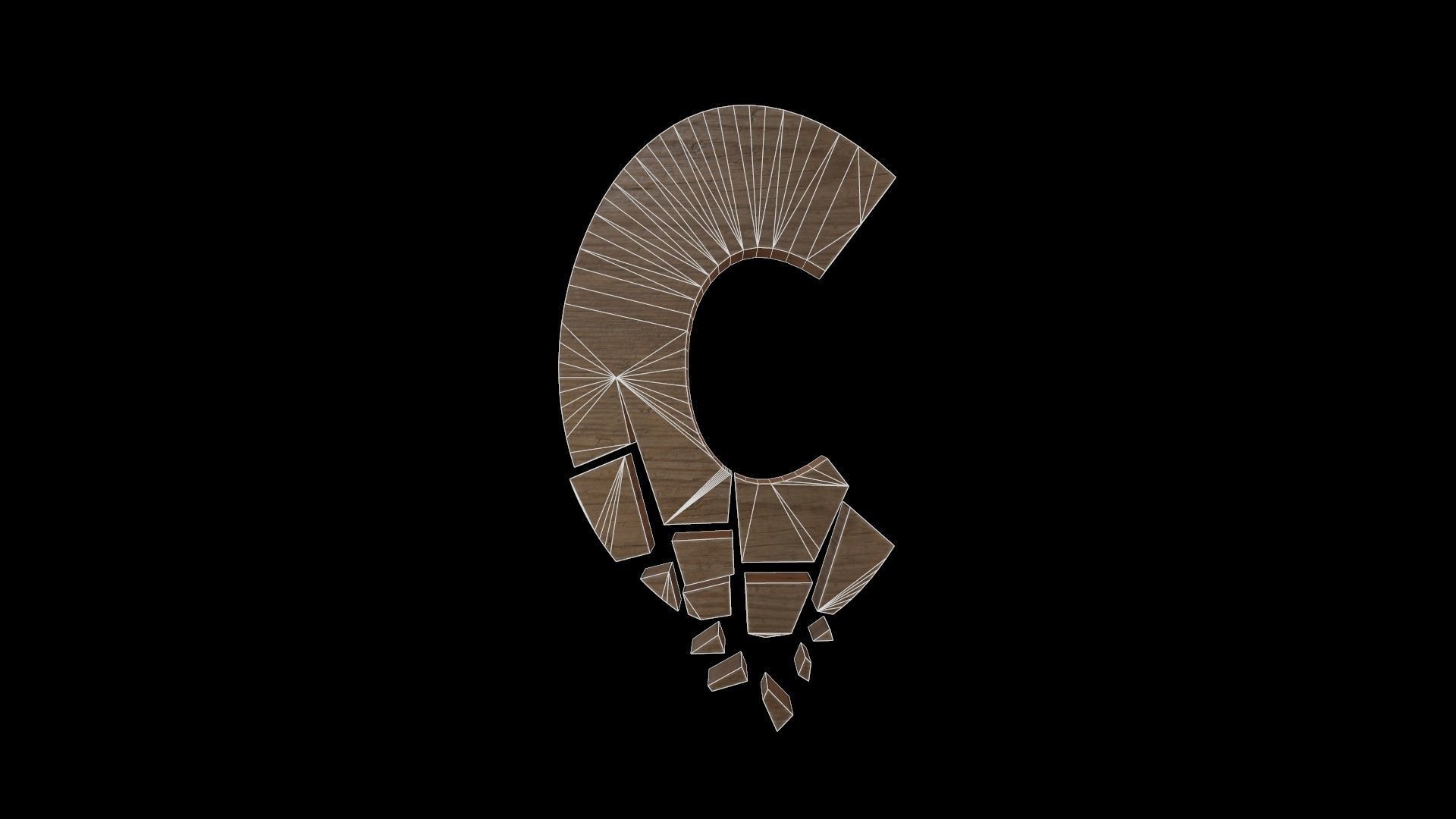 FONT-075 Letter C Low-poly 3D model_2